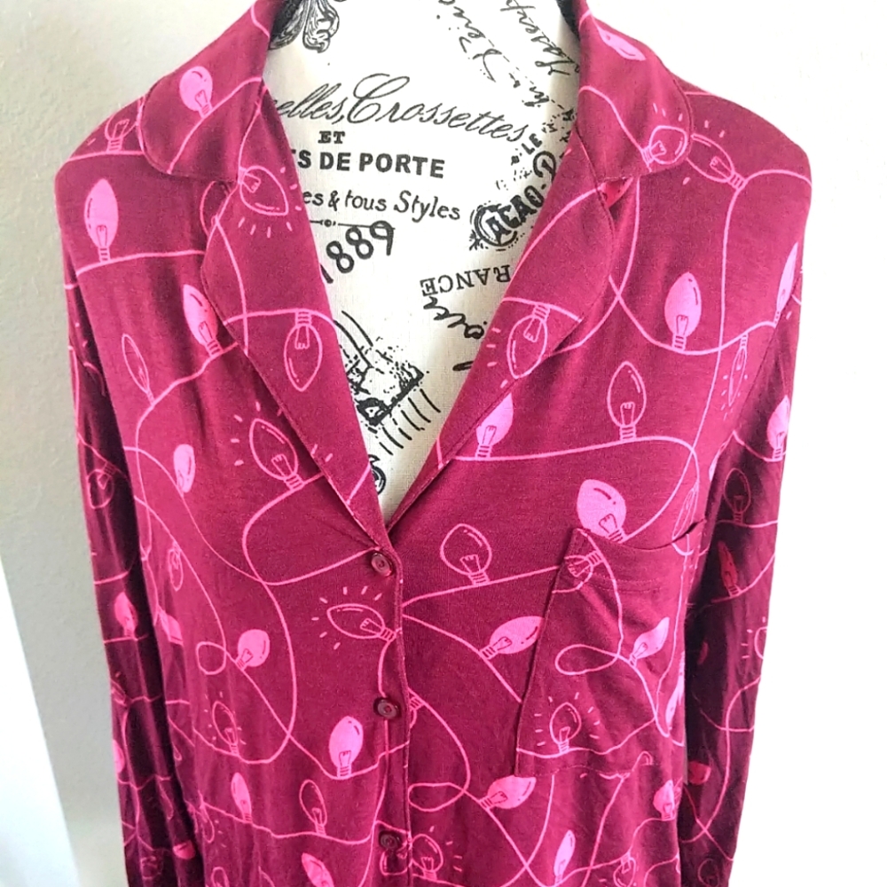 Jenni Pink Pajama Set Intimates Sleepwear Top Large